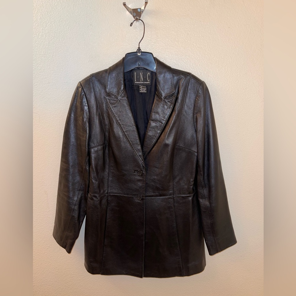 INC International Concepts Dark Leather Jacket